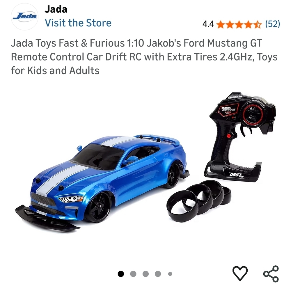 Jada Toys Fast & Furious 1:10 Jakob's Ford Mustang GT Remote Control Car